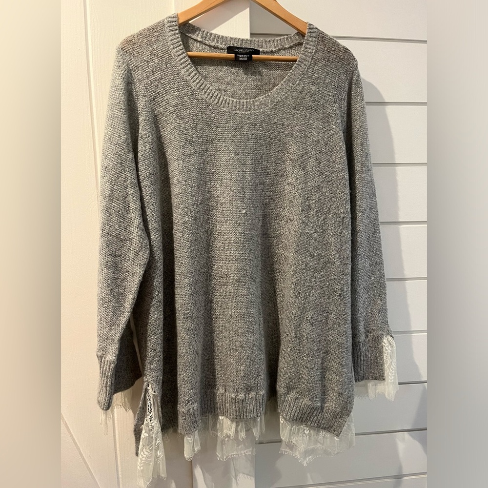 Michael Studio Collection for Addition Elle Knit Sweater with Lace details